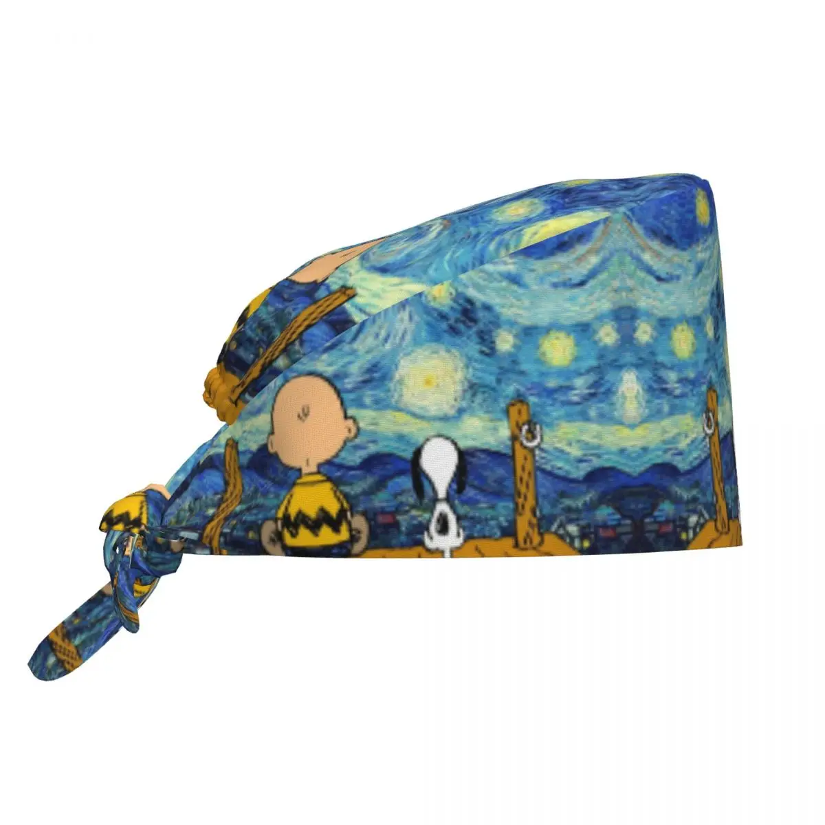 

Custom Van Gogh Landscape S-Snoopyes Scrubs Cap Surgical Hats Men Women Operating Room Cap Nursing Cap Lab Works Hat