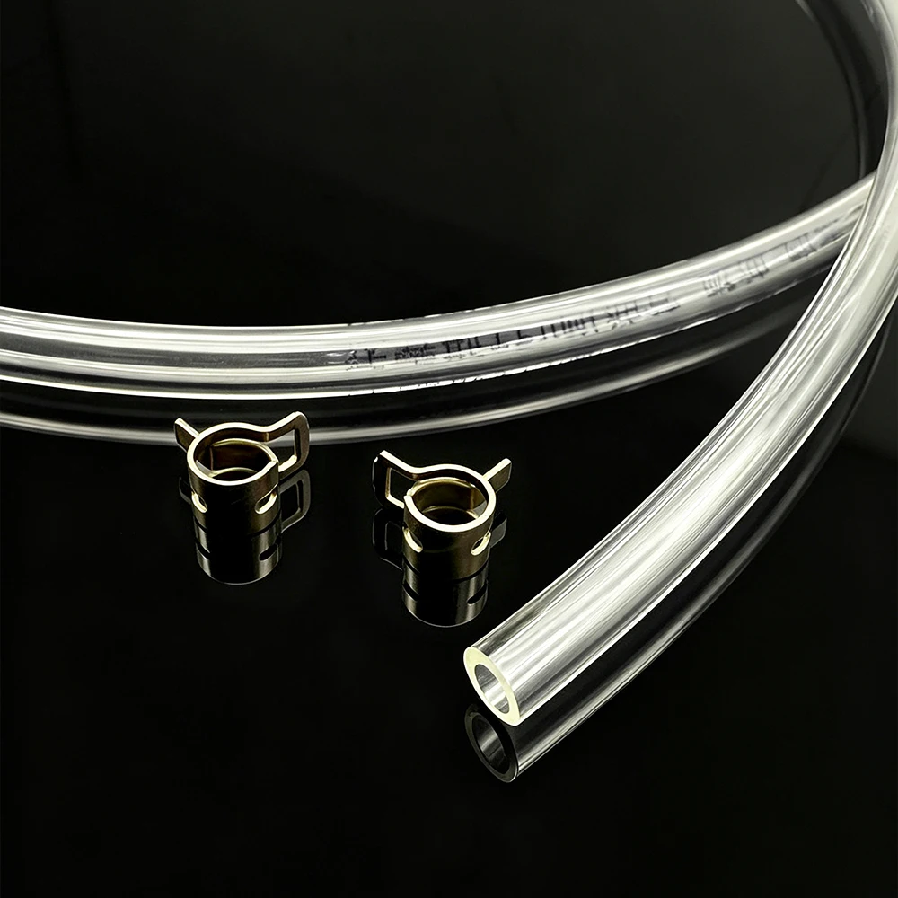 Fuel Oil Tube with Galvanized Clamp ID 4~16mm Clear TPU Hose Oil Corrosion Resistance Flexible Fuel Hose for Motorcycles and Car