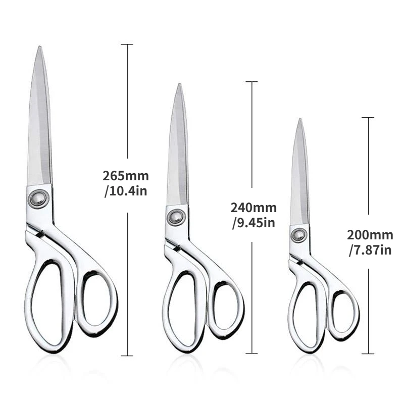 8.5/9.5/10.5In Tailor Large Scissors Professional Manganese Steel Sewing Scissors Silver Scissors