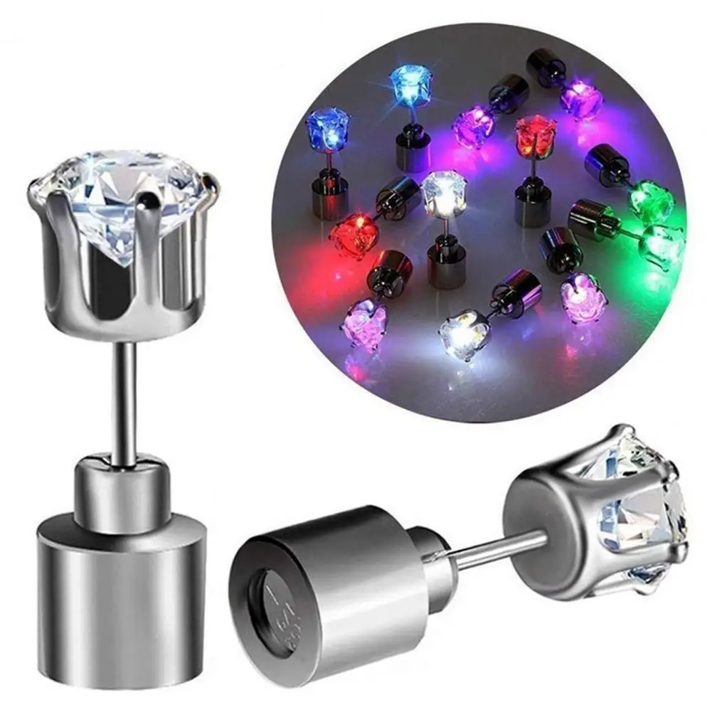 1Pc Ear Stud Earring Flashing High Transparency Handmade Faux Crystal Decorate LED Women Stud Earring Women Accessories