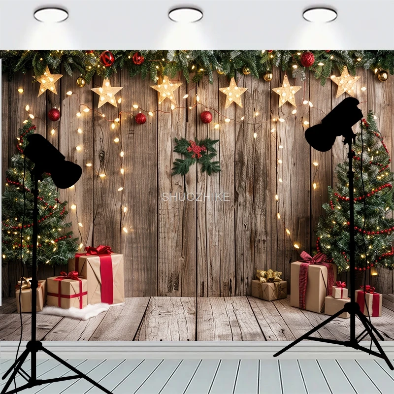 

Christmas Decoration Background Fireplace Living Room Window Family Party New Year Photography Backdrops AG-07