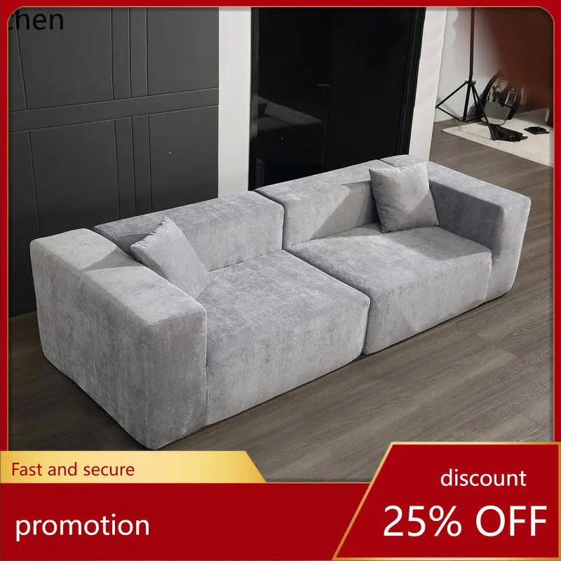 

HT sofa living room straight row three people four people size apartment simple modern roll bag fabric sofa