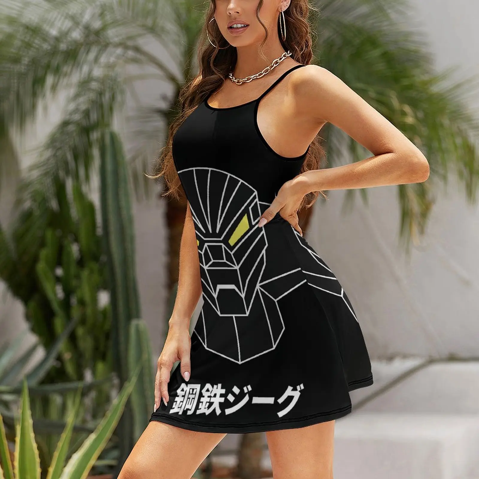 Exotic  Woman's Dress Strappy Dress Mechas 02 Mazinger Z Steel Jeeg Robot Kotetsu Dark Great 17  Women's Sling Dress Top Quality