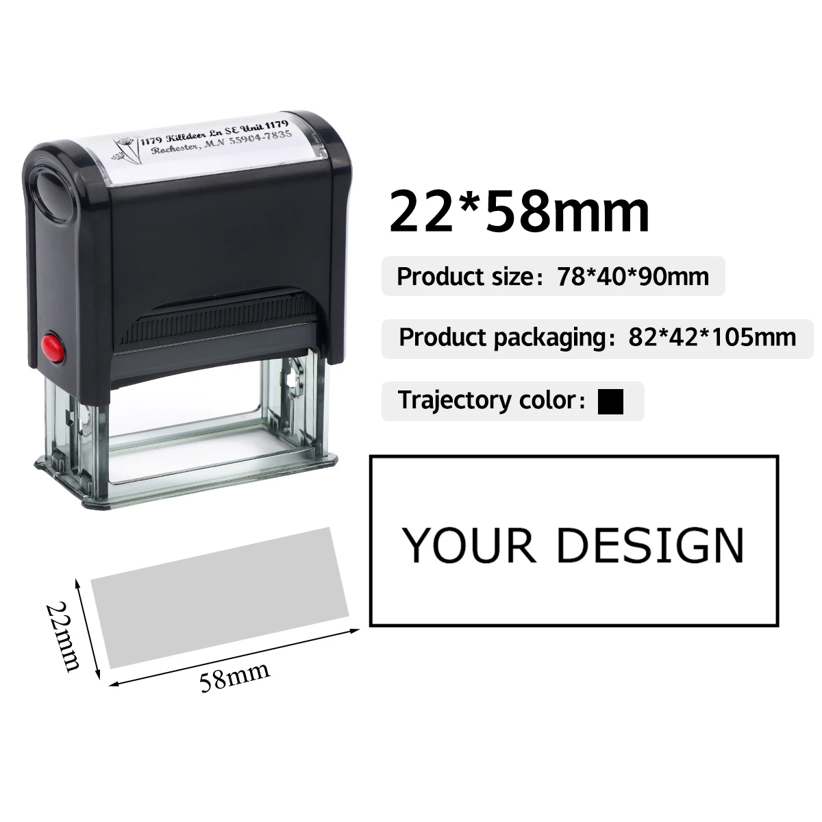Rechthoek Patroon Aangepaste Zelfinktende Stempel Gepersonaliseerde Adres Tekst Logo Ontwerp Druk-type Inkten Stempels voor DIY Visitekaartje - afbeelding 1