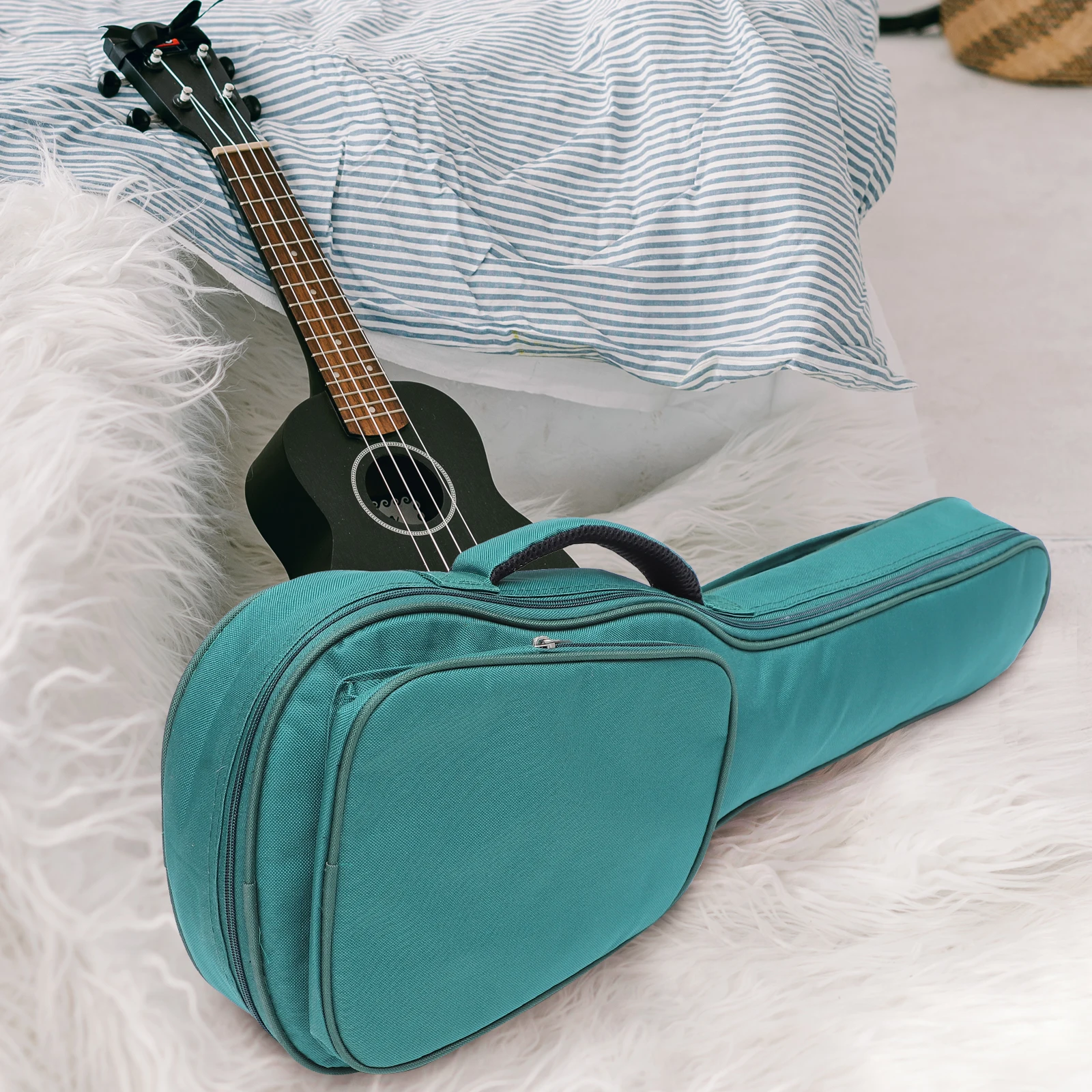 

Thickened Cotton Ukulele Bag Waterproof Fabric Adjustable Shoulder Strap Large Capacity Storage Organizer Portable Gig Bag For