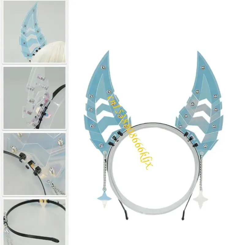 Machinery Shark Tands oor haarband voor motorrijder cosplay Techwear hoofdband kostuum Hairhoop thema gelegenheid kopstuk 066c