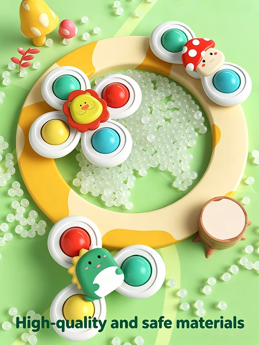 3PC Suction Cup Spinning Toys Set Baby Bath Funny Game Children Montessori Educational Infant Sensory Stress Reliever Gift