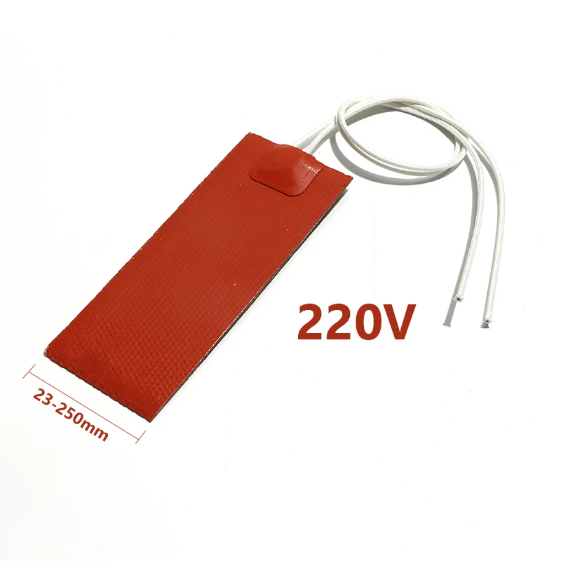 220V 15W-500W Silicone Rubber Heating Pad Width 23-250mm Auxiliary Preheating Sticker for Electrical Equipment 23x200 250x300