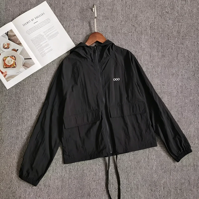 Hooded Sunscreen Jacket Women Spring Summer New Tooling Style Light Quick Drying Windproof Sports Casual Outerwear