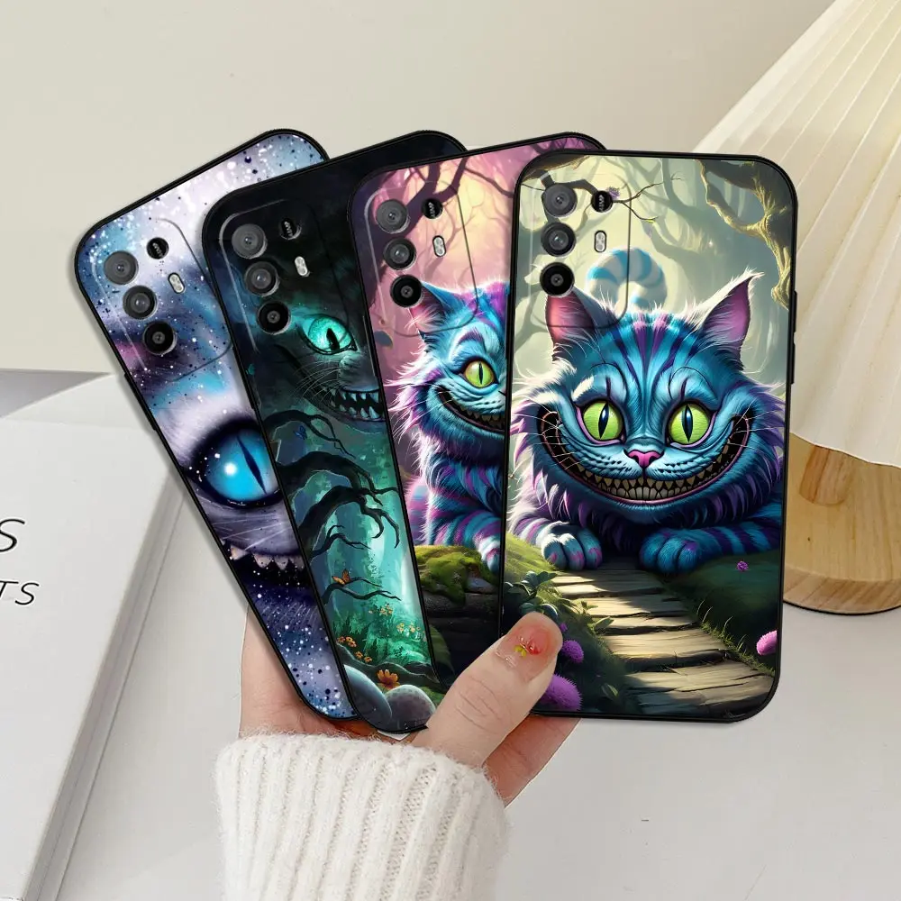 Cheshire Cat Alice in Wonderland Case For OPPO A98 A94 A93 A92 A92S A83 A78 A76 A74 A73 A71 A58 A57 A55 A54 A53 Black Soft Cover