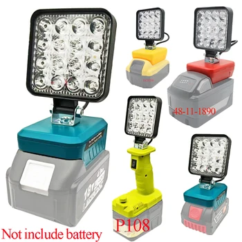 Peças de Ferramentas Elétricas para Makita, DeWalt, Bosch, Milwaukee, Ryobi, Bateria de Lítio, Lanterna, Luz de Trabalho, Lâmpada de Camping