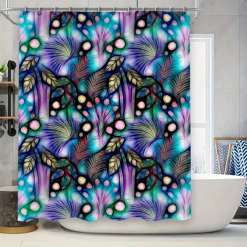 

Абстрактная занавеска для душа с 3D принтом, водонепроницаемая ткань, декоративные капли воды, листья, узор, аксессуары для дома и ванной комнаты, темный цвет