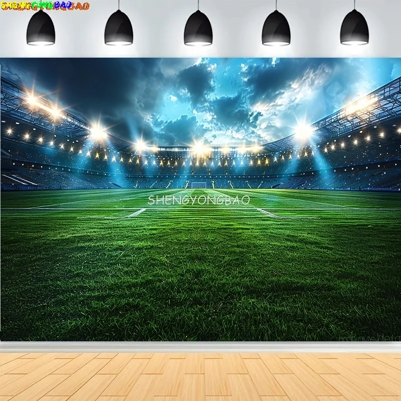 

3d Rendering Soccer Football Field Photography Backdrops Beautiful Sports Stadium With Green Grass Photo Studio Background SO-01