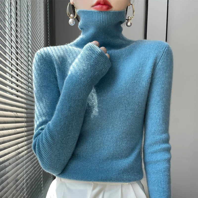 2022 Autumn Winter Cashmere Sweater Women\'s Pullover Turtleneck Casual Fashion Pure Color Cashmere sweater women
