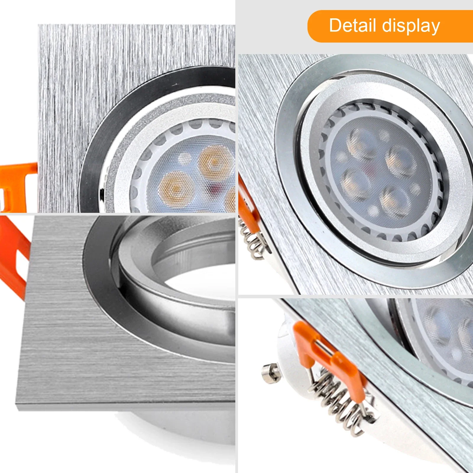 Aluminium Round Square GU10 MR16 Fixture Holders Recessed LED Ceiling Spotlight Frame Adjustable Spot Light Light Bases Fitting