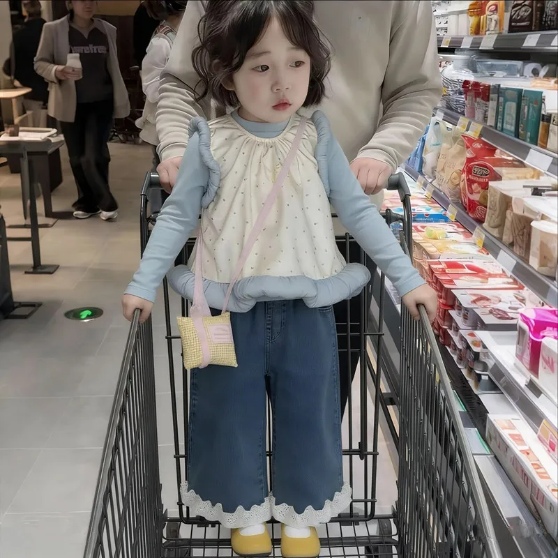 

DYCTSweet spring outfit for baby girls2026New stylish children's floral princess vest and base shirt