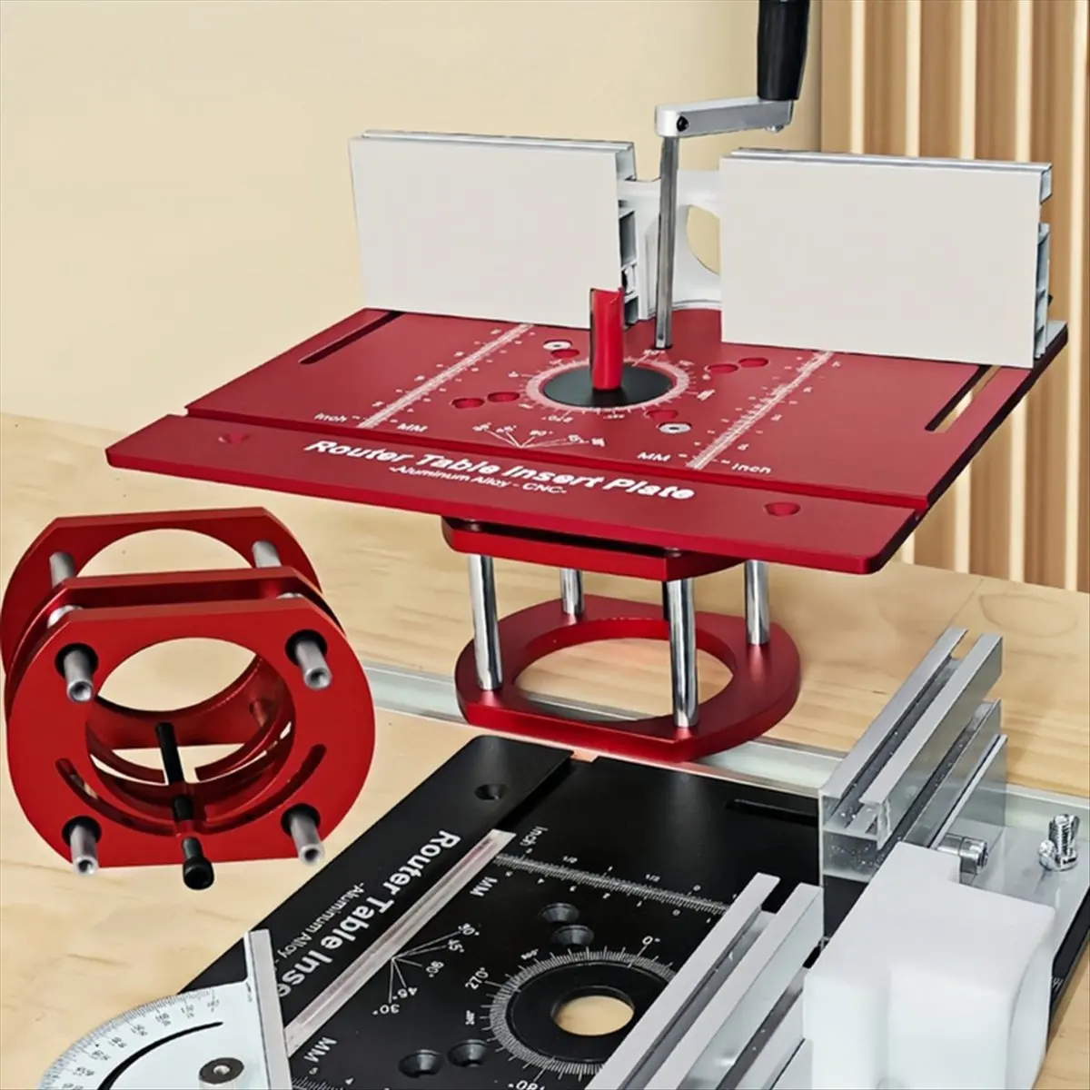 

BHBL Table Insert Plate Set, Router Lifts for Router Table Insert Plate for Woodworking Slotting Trimming Chamfering Table