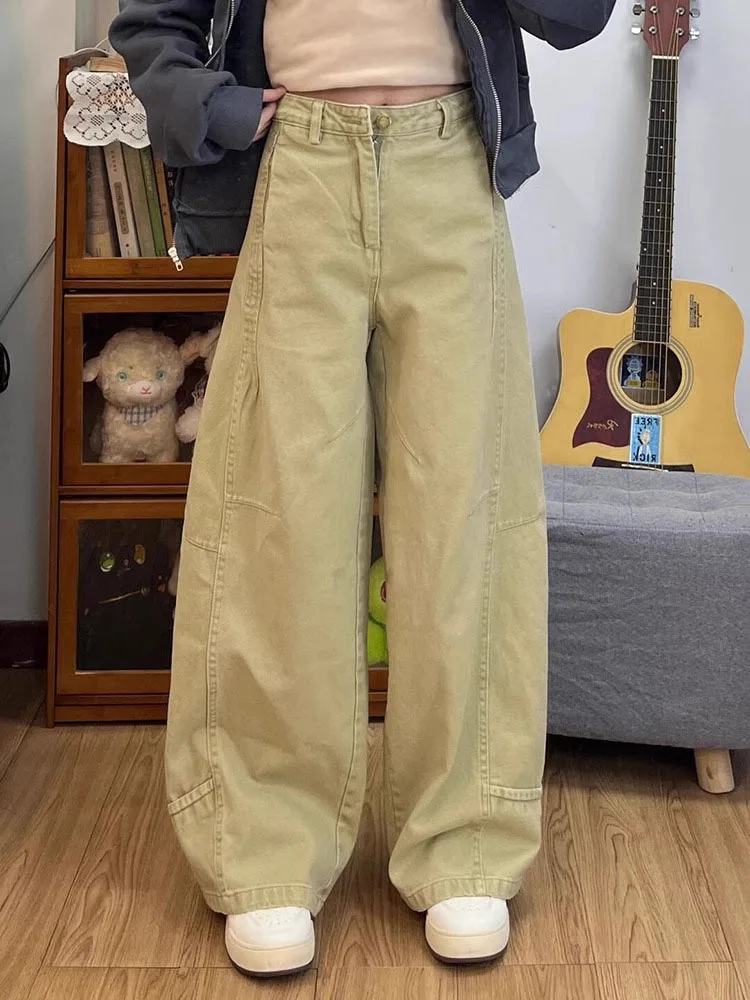 

American Retro Straight Leg Jeans Women's High Street Design Large Size Loose Slim Wide Leg Pants Casual High Waist Long Pants