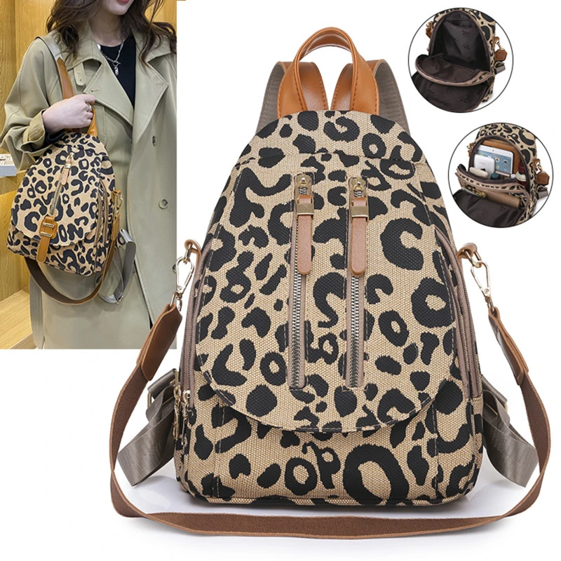 Mochilas pequeñas de leopardo para mujer, bolsos de moda para mujer, mochila de viaje para mujer, mochilas escolares para niñas