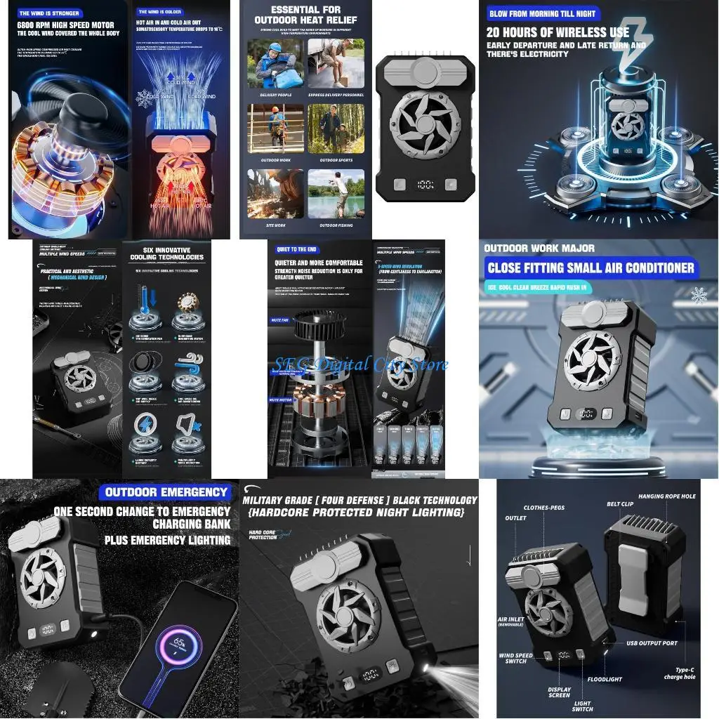 

U75B Portable Personals Fan Rechargeable USB Neck Fan,5 Level AirFlows Small Wearable Air Conditioner Neck Fan