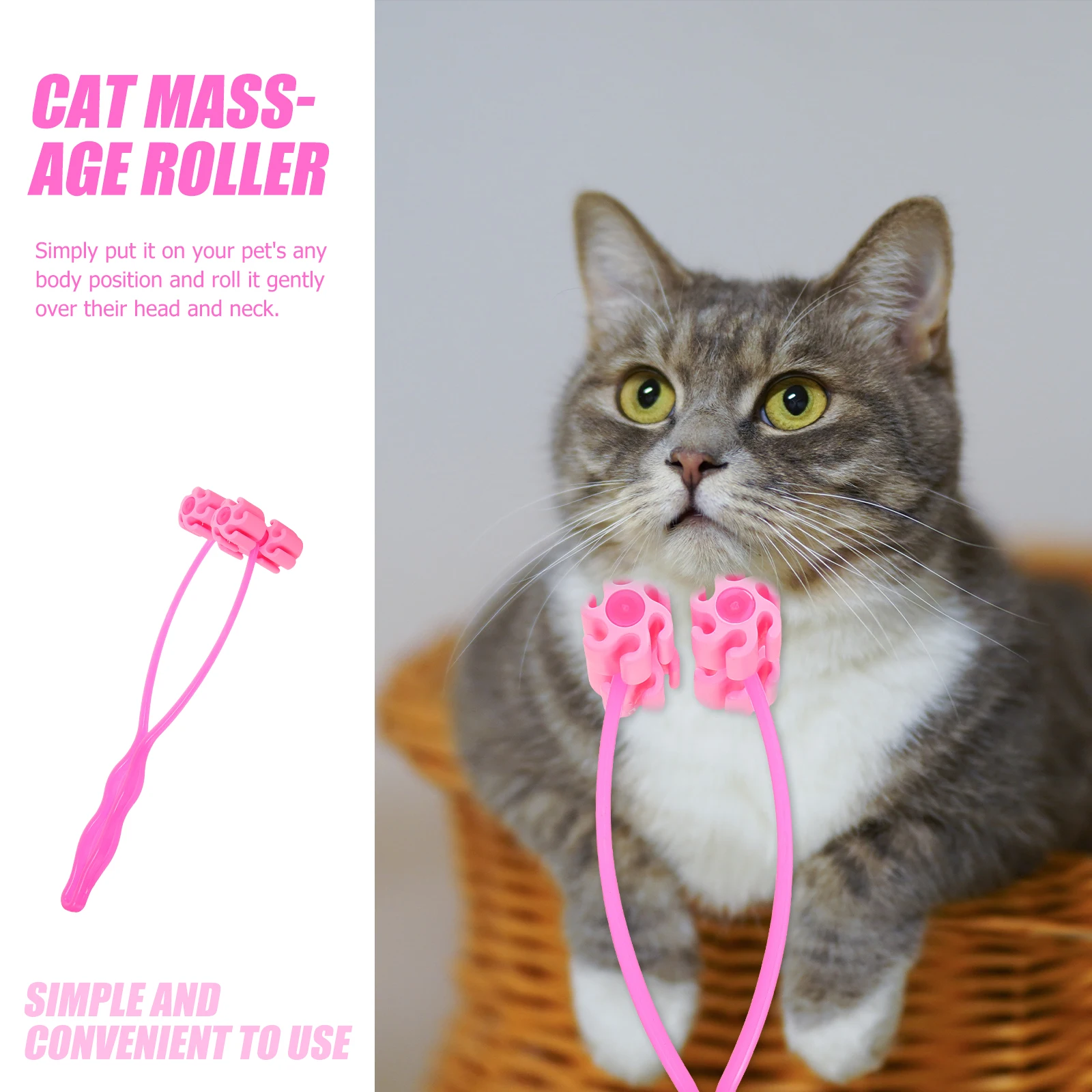

Cat Massage Roller Grooming Tool Smooth Surface Pet Hair Roller Pet Relaxation Massager For Dog Cat Thin Face Relief Back