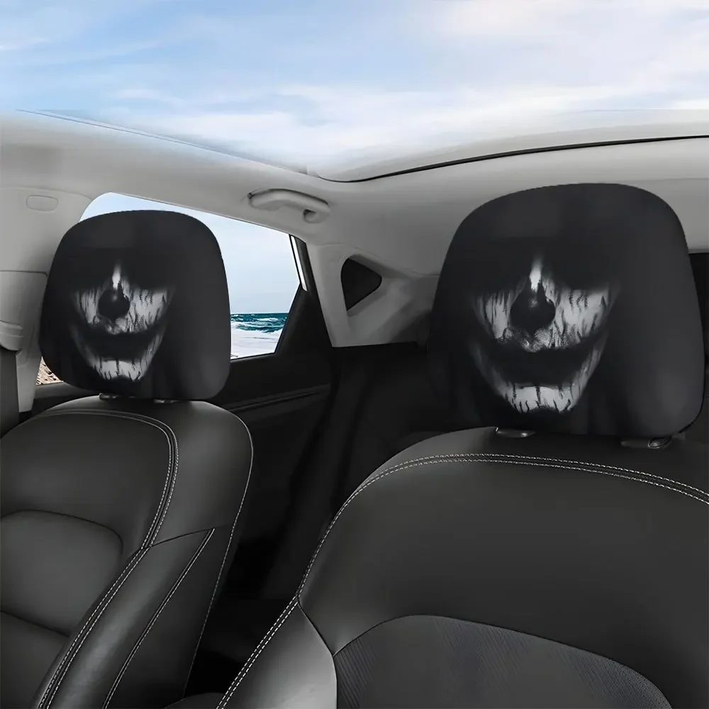 Clown Makeup Headrest Covers 2pcs, Easy-Clean Elastic Seat Headrest Protectors