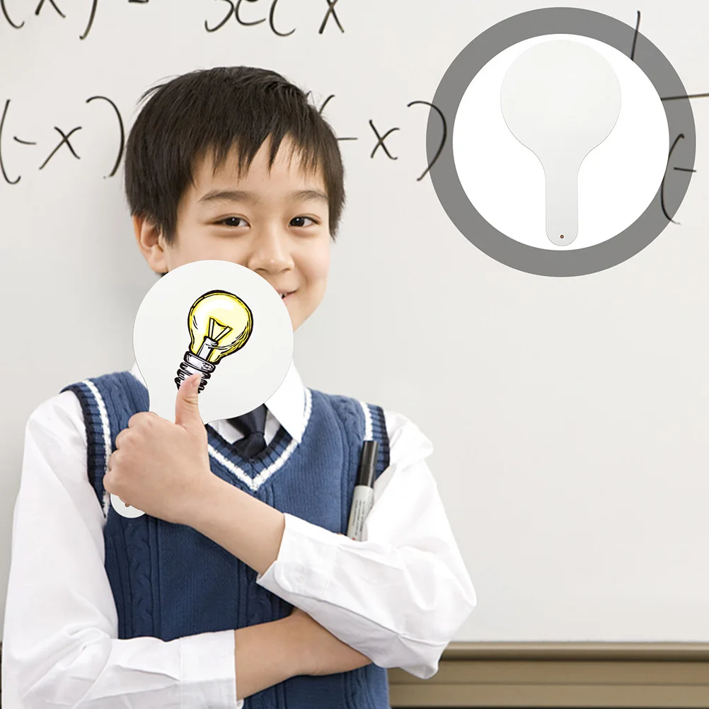 2 قطعة لوحة بيضاء محمولة باليد مجداف مسح جاف الطلاب الإجابة مجداف خشبي قابل لإعادة الاستخدام مشاركة سريعة هادئة مدورة #1