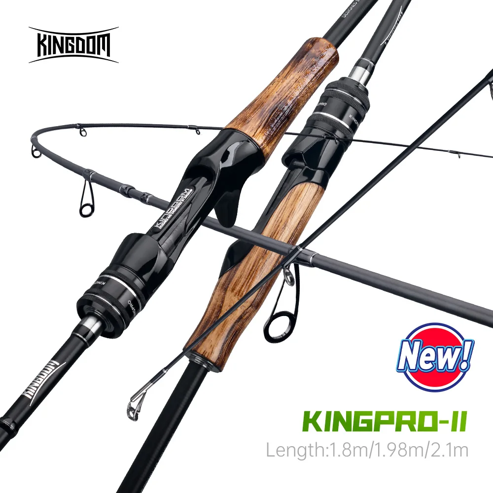 Kingdom New Kingpro 2 Series Carbon Fishing Rods M ML L Power MF Action 1.8m 1.98m 2.1m Spinning Casting Lure Rod 2 Sections