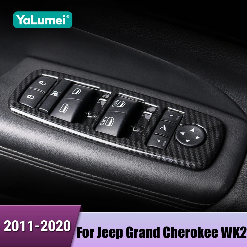 

ABS Car Door Armrest Window Glass Lift Button Control Switch Panel Cover Trim Stickers For Jeep Grand Cherokee WK2 2011-2020