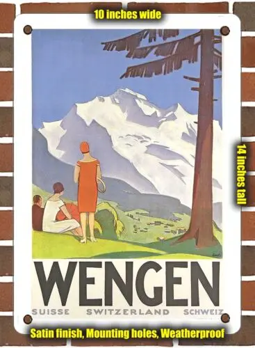 METAL SIGN - 1920 Wengen, Switzerland - 10x14 Inches