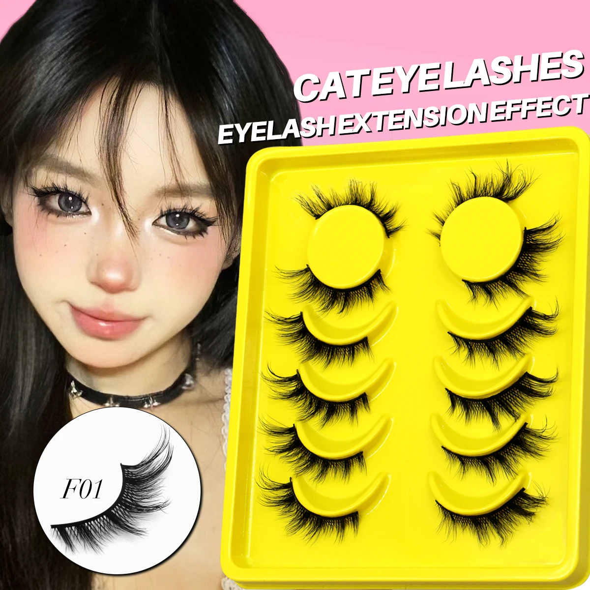 Groinneya-ナチュラルまつげ,ふわふわボリューム,3Dフェイクミンク,つけまつげ,DIYまつげエクステ,メイクアップツール