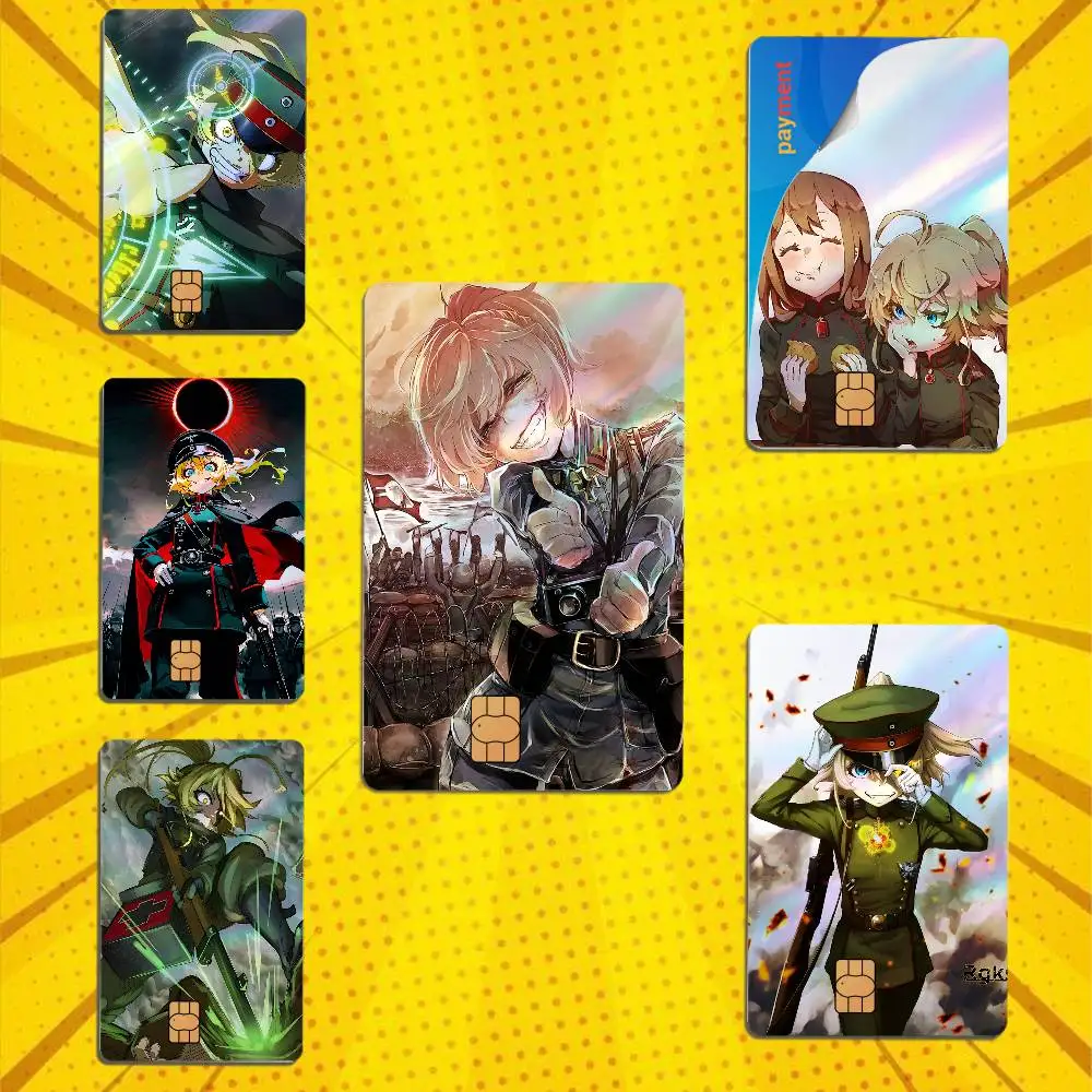 Tanya von Degurechaff Youjo Senki Card Stickers Credit Card DIY Card Protector Stickers Film Skin CoverHolographic