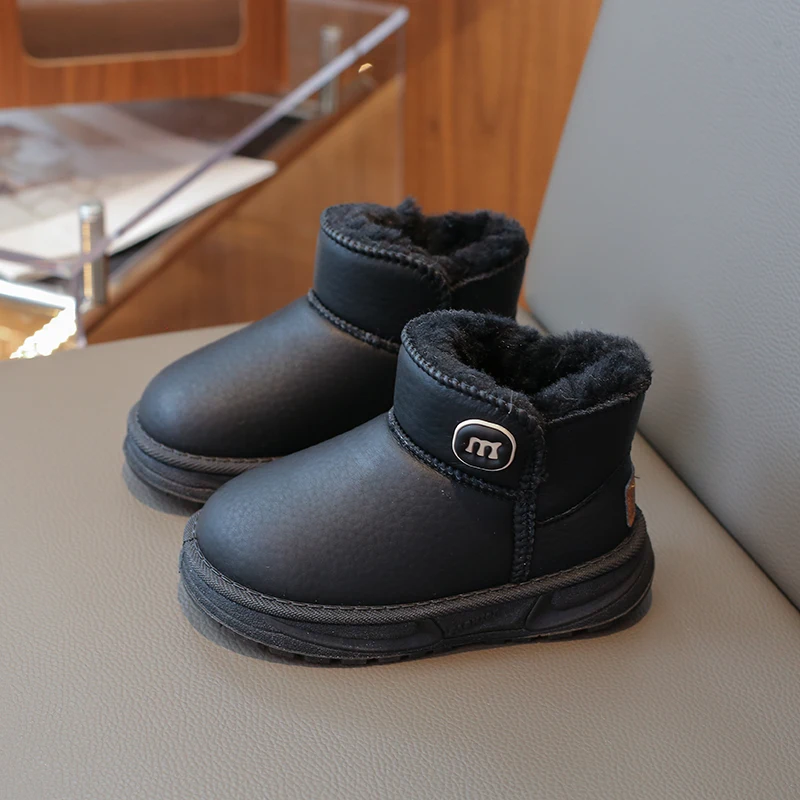 2025 جديد بنين بنات أحذية الشتاء الاطفال الثلوج الأحذية الكاحل الانزلاق على الموضة الكلاسيكية الدافئة سميكة أفخم القطن الأطفال الأحذية #5