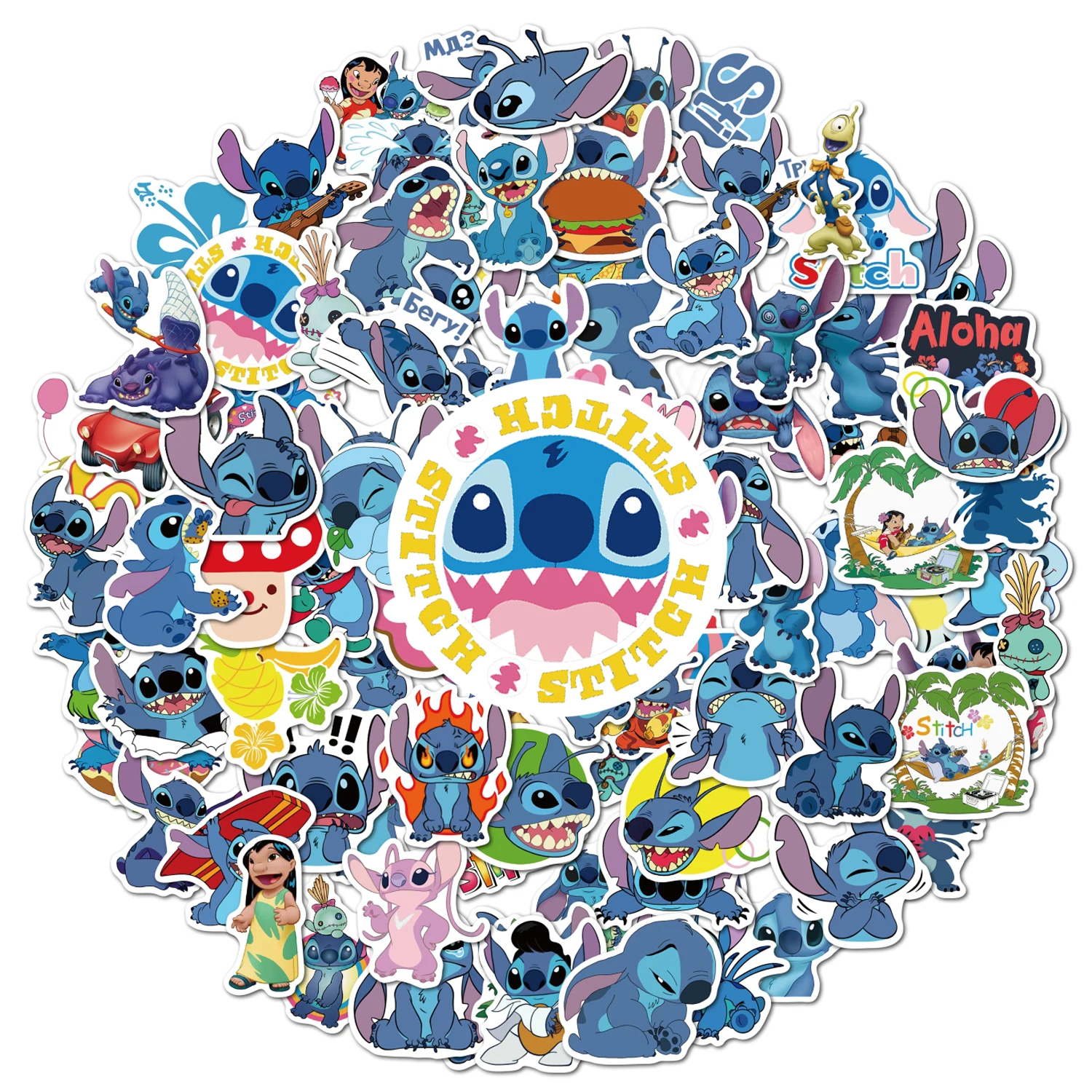 10/50/100Pcs Cute Stitch Sticker Vinyl Disney Stickers Laptop Suitcase Graffiti Skateboard Fridge Cartoon Scrapbook Kid Gift Toy