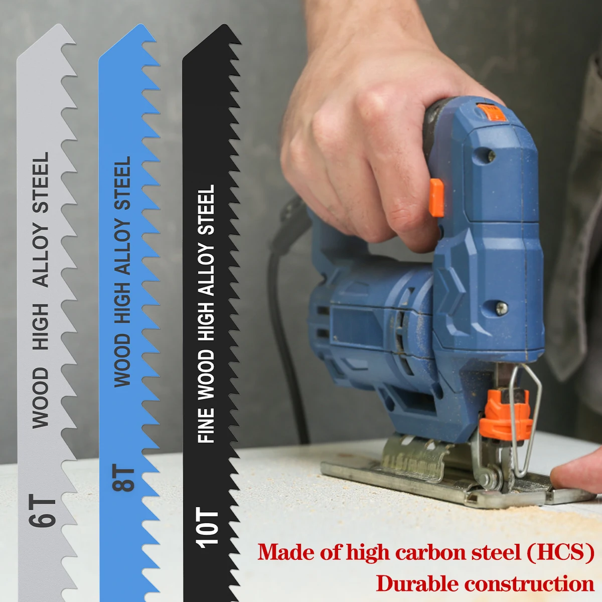 25pcs Jig Saw Blade Set 6T 8T 10T High Carbon Steel Saw Blades with U-shank Sharp Fast Cut Down Jigsaw Blade Woodworking Tool