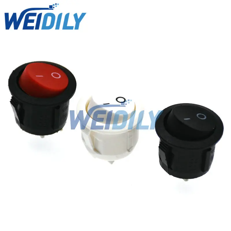 5PCS 23mm Diameter Round Boat Rocker Switches 6A250V White Black Red Round 2 Pin ON-OFF SPDT Rocker Switch KCD1 New