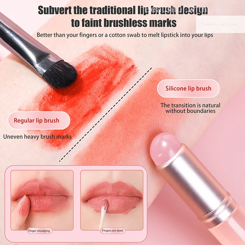 فرشاة شفاه صغيرة من السيليكون مع غطاء فرشاة مكياج برأس مستدير أداة توزيع أحمر الشفاه متعددة الاستخدام فرشاة خافي عيوب صغيرة أداة مكياج محمولة