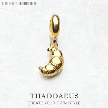 תליון מצופה זהב עיצוב קרואסון תליון מכסף סטרלינג 925 לנשים וגברים תכשיטים יפים ומגניבים