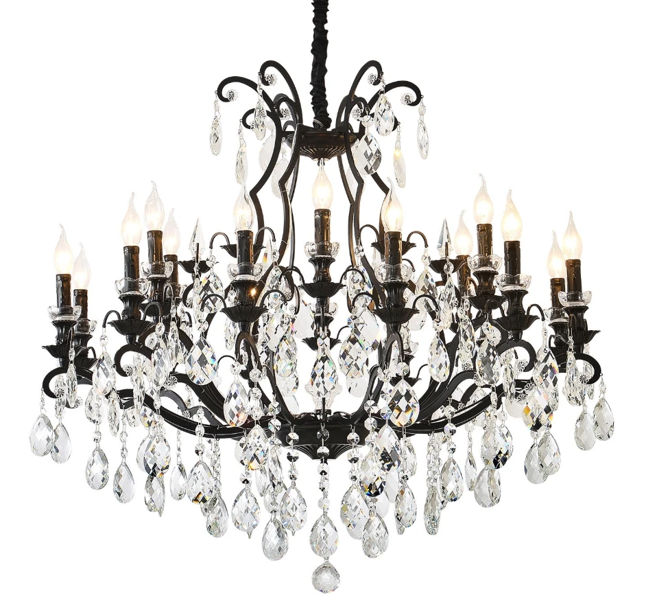 European Modern Black Crystal Chandelier Lighting Top Luxury Factory Direct Selling Candle Style Decor Design Crystal Chandelier