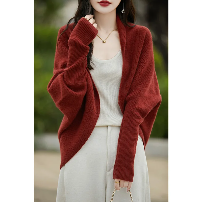 Women Cardigans 100% Wool Shawl 2024 Autunmn/Winter Cashmere Loose Sweaters Women Ladies Jumpers Warm Clothing