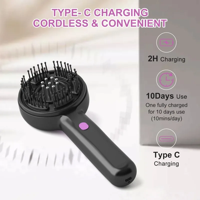 Handheld Electric Head Massage Comb Essential Oil Red Light Scalp Massage IPX7 Waterproof Electric Muscle Relaxation Massage