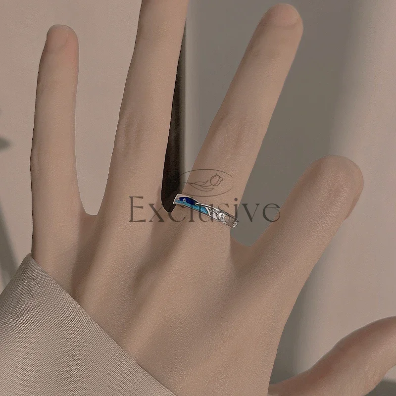 Sterling silver meteor ring female light luxury niche design index finger ring cold wind personality