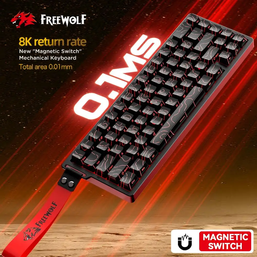 

FREEWOLF F68PRO 8K Mechanical Keyboard,Magnetic Switch, 0.01mm RT Accuracy,128K Scan Rate,RGB Gaming Keyboards