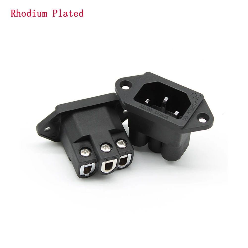 AC250V 10A IEC Inlet 3 Pin Socket Solderless HiFi Fever Audio Amplifier Power Socket Connector Gold/Rhodium/Copper Plated