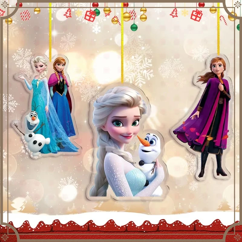 #Frozen 8cm Acrylic Pendant Christmas Tree Decoration Elsa& Anna Cute Bedroom Casement Window Decoration Holiday Gift