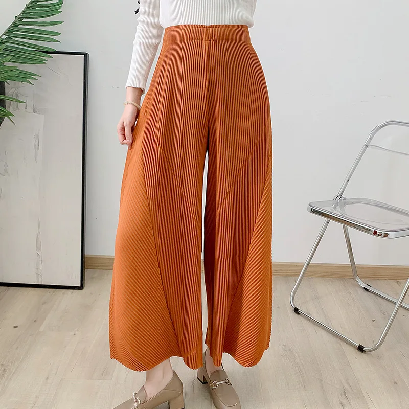 Miyake Pleated Pants, Irregular Banana Pants, Loose and Fashionable Elastic Waisted Women's Wide Leg Pants