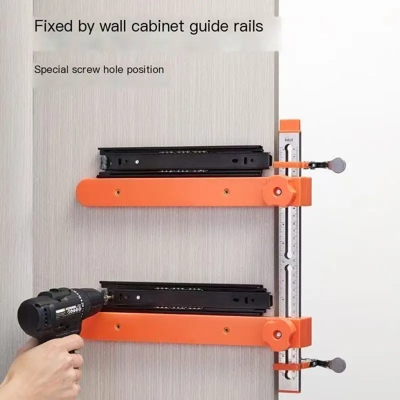 Adjustable Drawer Rail Assistant Drawer Rail Quick Positioning Punching Installation Drawer Slide Jig Mounting Woodwork Tool