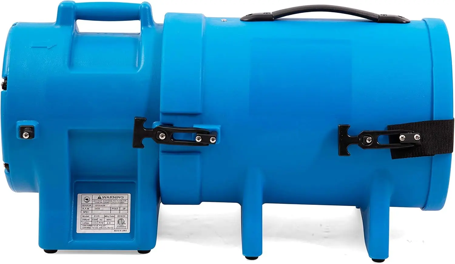 Ventilador axial de alta pressão de 8 polegadas 1/3hp para ventilação com mangueiras e recipiente de 25 pés