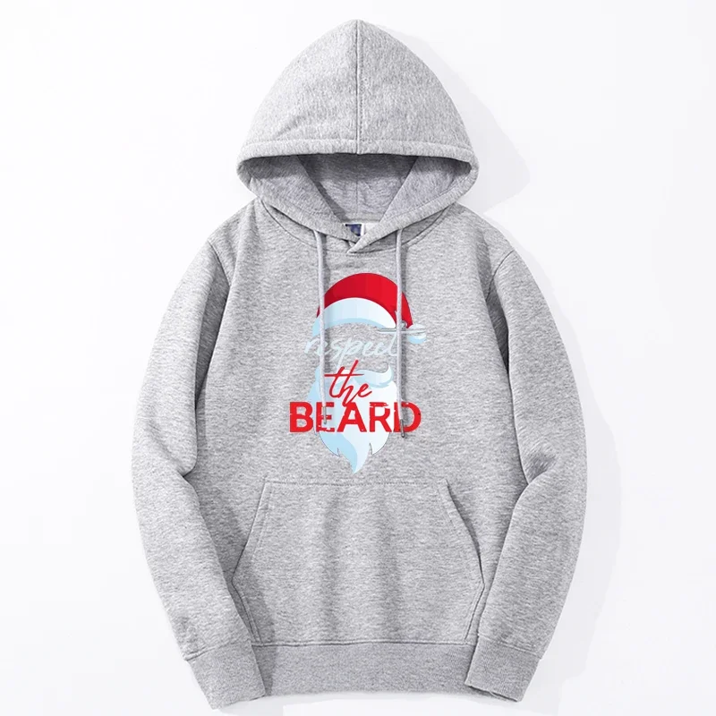 New Hoodies Respect The Beard Santa Claus Funny Christmas Fashion Oversize Tracksuit Man Sportswear Print Santa's Hat Men's Top