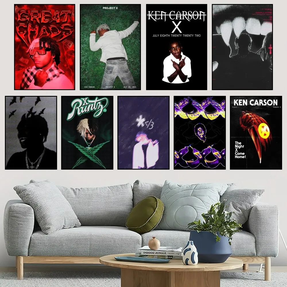 

Ken Carson Rapper X Poster Small Bar Coffee House Decor Aesthetic Art Wall Painting Stickers Indoor